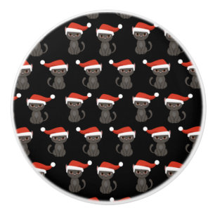 Angry Black Cat Funny Christmas Gifts Halloween Ceramic Knob