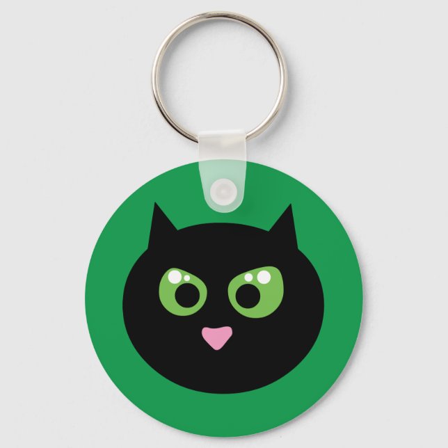 Angry Black Cat Key Ring (Front)