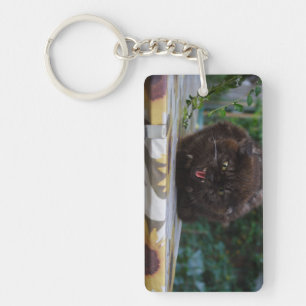 Angry Black Cat Key Ring