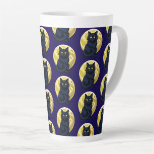Angry black cat latte mug