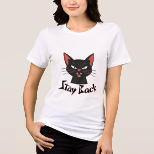 Angry Black Cat Minimal - STAY BACK Tri-Blend Shirt