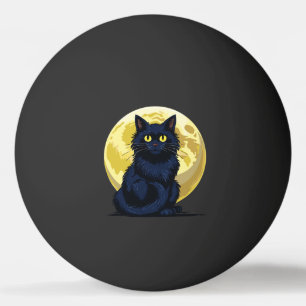 Angry black cat ping pong ball