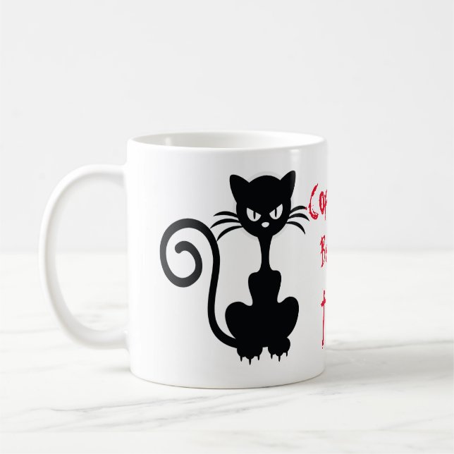 Angry Black Cat Sayings Coffee Mug (Left)