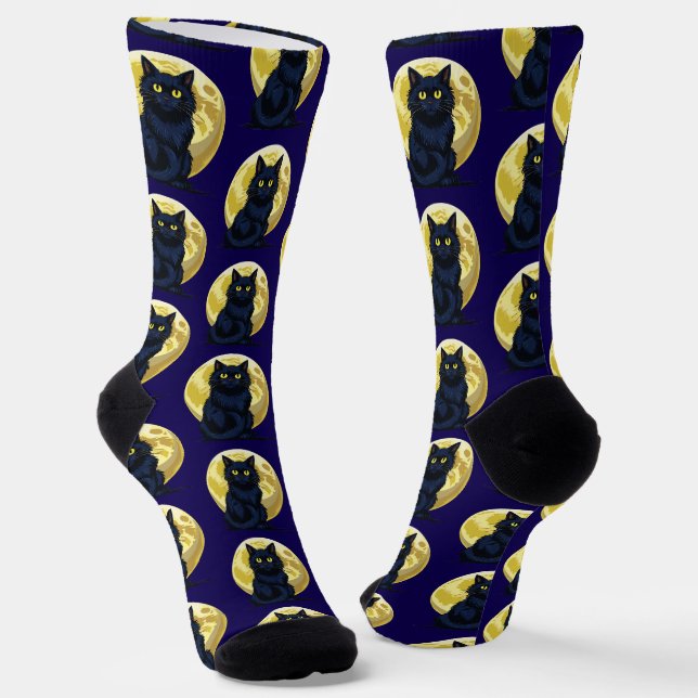 Angry black cat socks (Angled)