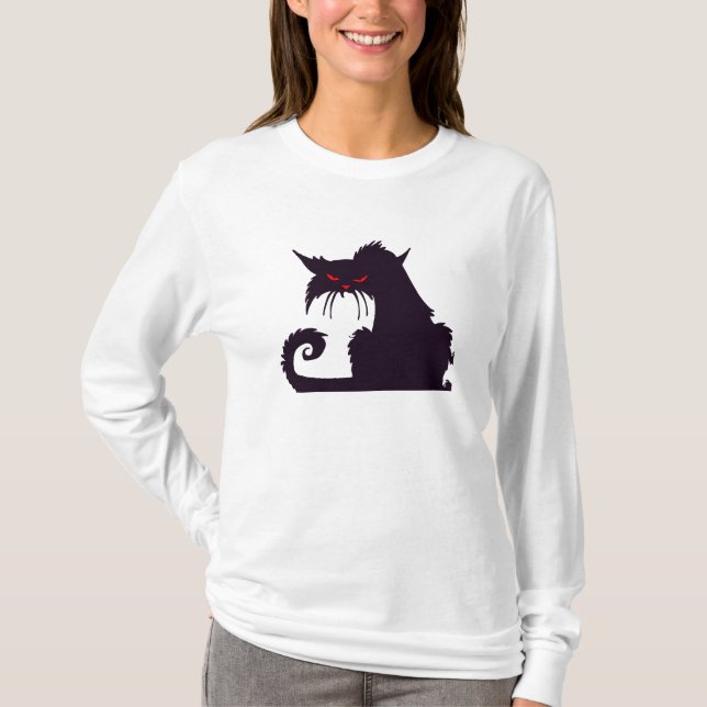 Angry Black Cat T-Shirt (Front)