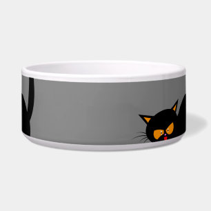 Angry Black Cat Yellow Eyes Grey Halloween