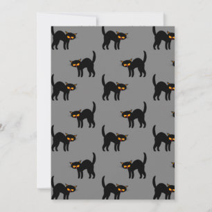 Angry Black Cat Yellow Eyes Grey Halloween Thank You Card