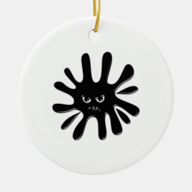 Angry Black Paint Splatter Ceramic Tree Decoration (Front)