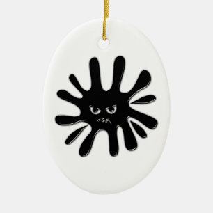 Angry Black Paint Splatter Ceramic Tree Decoration