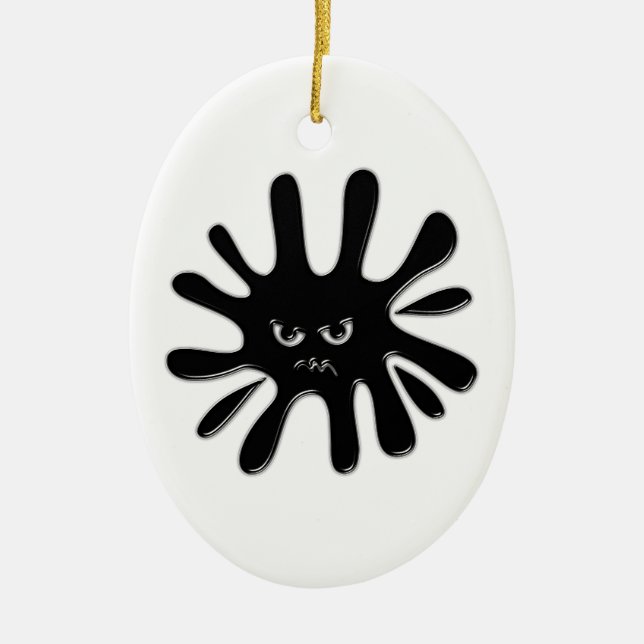 Angry Black Paint Splatter Ceramic Tree Decoration (Front)
