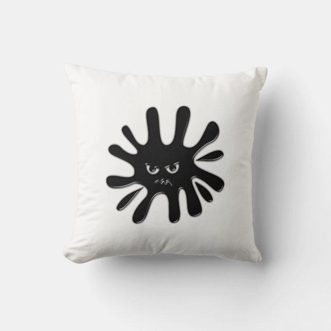 Angry Black Paint Splatter Cushion (Front)