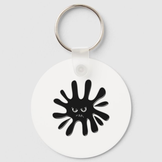 Angry Black Paint Splatter Key Ring (Front)