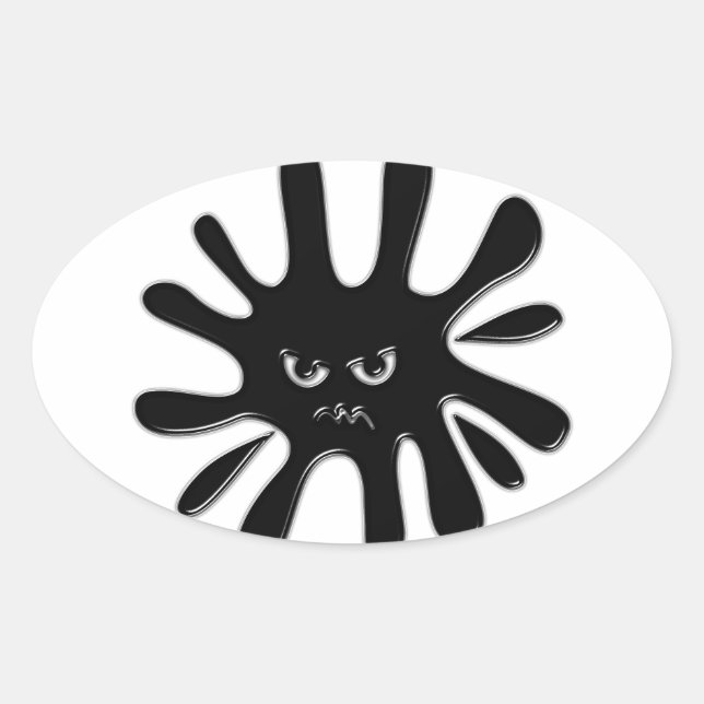 Angry Black Paint Splatter Oval Sticker (Front)