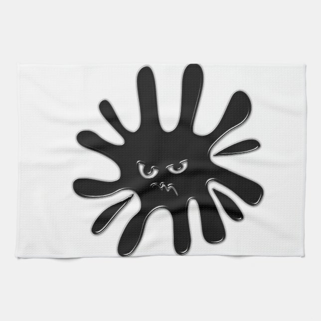 Angry Black Paint Splatter Tea Towel (Horizontal)