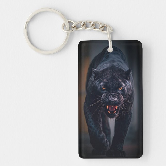 Angry Black Panther Key Ring (Front)
