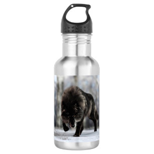 Angry black wolf 532 ml water bottle