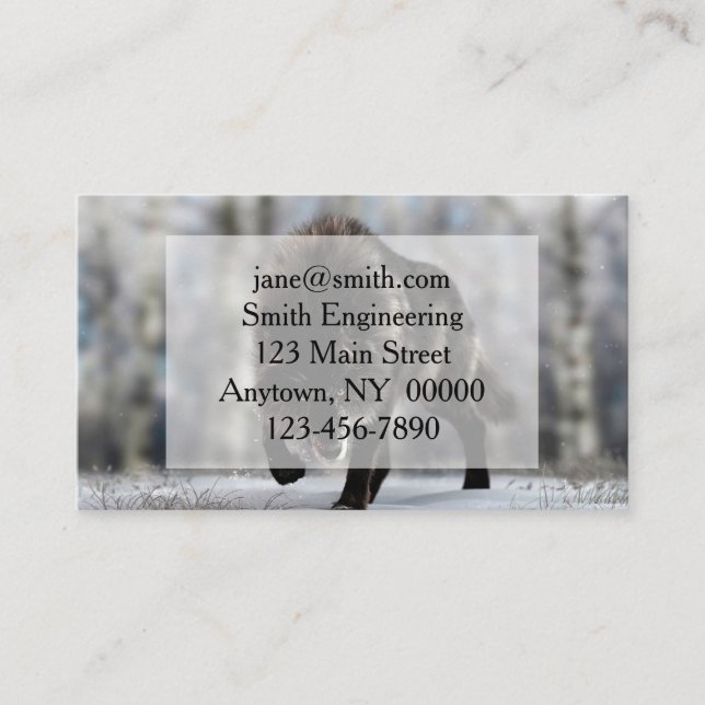 Angry black wolf business card (Front)