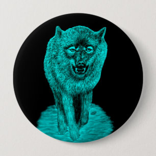 Angry Black Wolf in the Night 10 Cm Round Badge