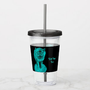Angry Black Wolf in the Night Acrylic Tumbler