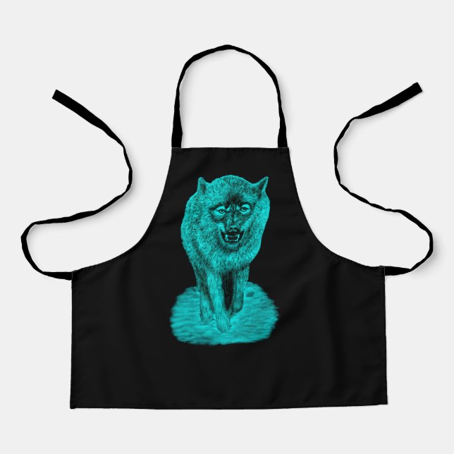 Angry Black Wolf in the Night Apron (Front)