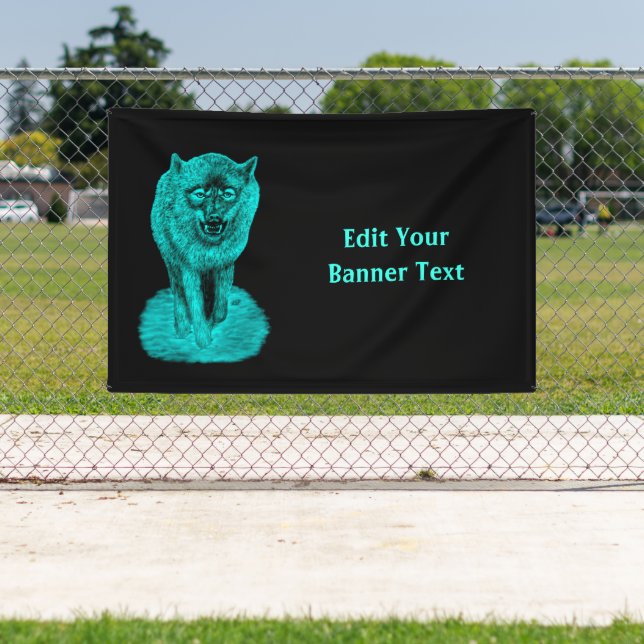Angry Black Wolf in the Night Banner (Insitu)