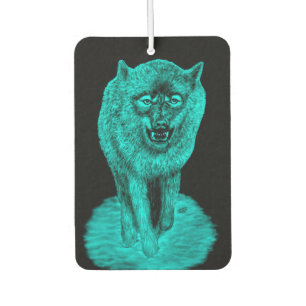 Angry Black Wolf in the Night Car Air Freshener