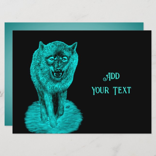 Angry Black Wolf in the Night Card (Front/Back)