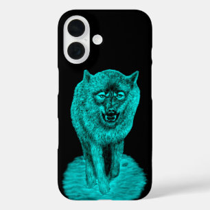 Angry Black Wolf in the Night iPhone 16 Case
