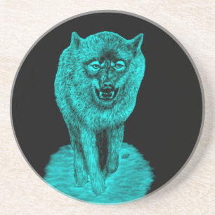 Angry Black Wolf in the Night Coaster
