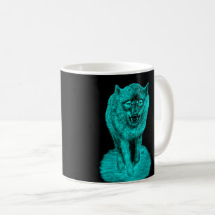 Angry Black Wolf in the Night Coffee Mug