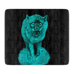 Angry Black Wolf in the Night Cutting Board