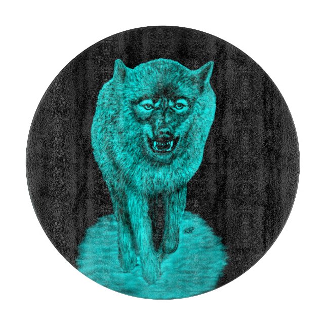 Angry Black Wolf in the Night Cutting Board (Front)