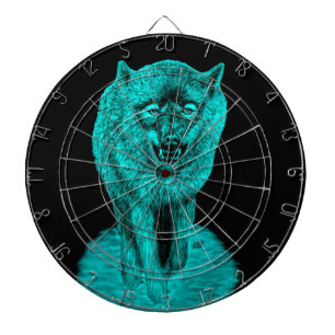 Angry Black Wolf in the Night Dartboard