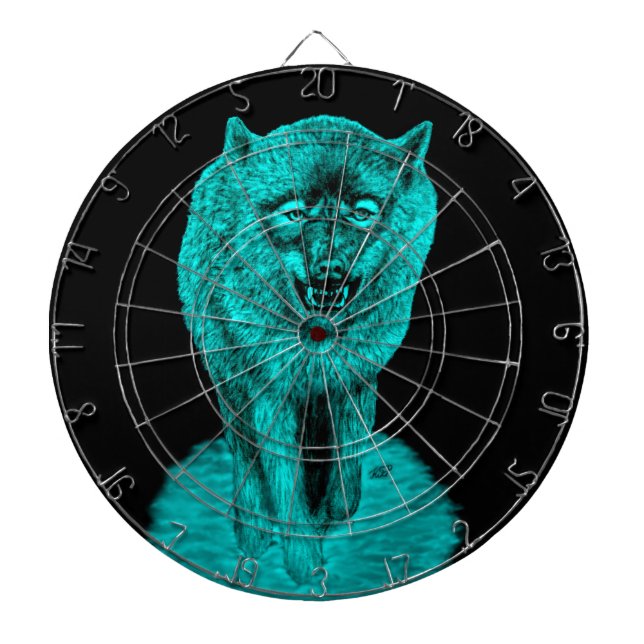 Angry Black Wolf in the Night Dartboard (Front)