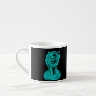 Angry Black Wolf in the Night Espresso Cup