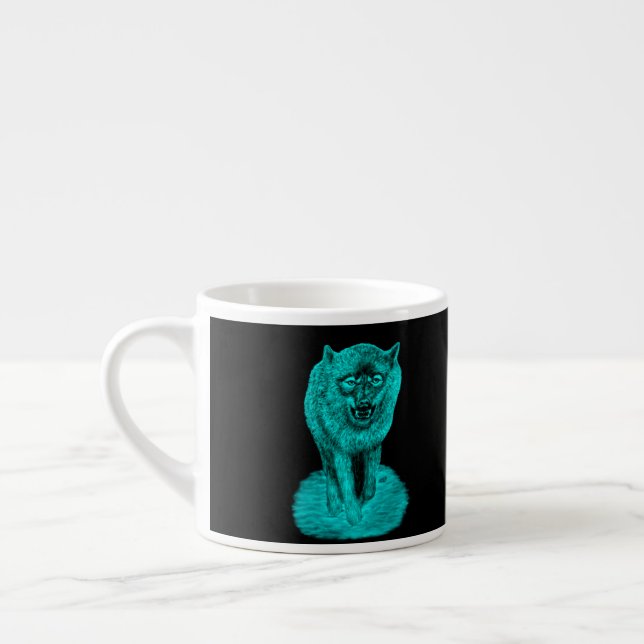Angry Black Wolf in the Night Espresso Cup (Left)