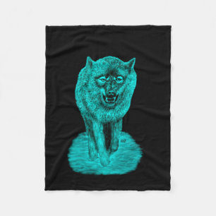 Angry Black Wolf in the Night Fleece Blanket