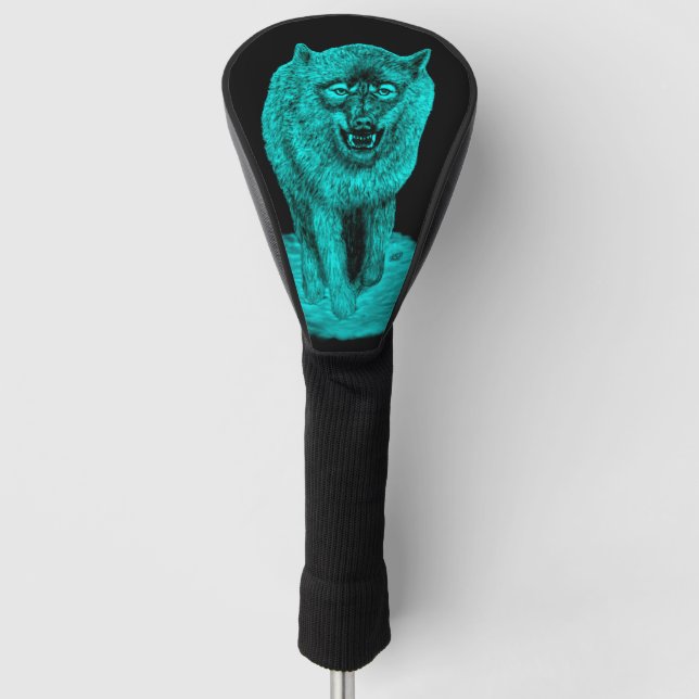Angry Black Wolf in the Night Golf Head Cover (Front)