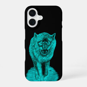Angry Black Wolf in the Night iPhone 16 Case