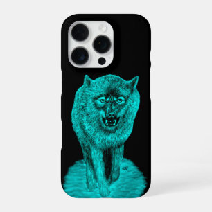 Angry Black Wolf in the Night iPhone 16 Pro Case