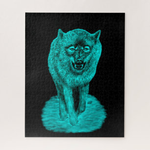 Angry Black Wolf in the Night Jigsaw Puzzle