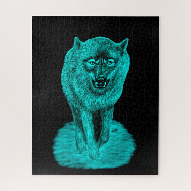 Angry Black Wolf in the Night Jigsaw Puzzle (Vertical)