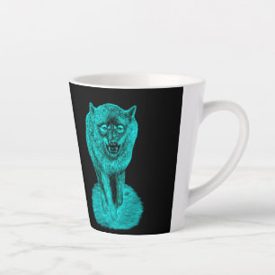 Angry Black Wolf in the Night Latte Mug