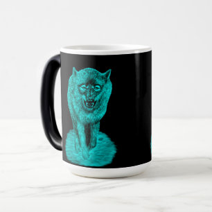 Angry Black Wolf in the Night Magic Mug
