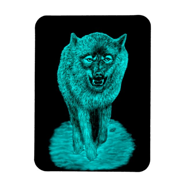 Angry Black Wolf in the Night Magnet (Vertical)