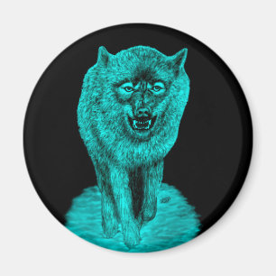 Angry Black Wolf in the Night Magnet