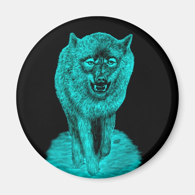 Angry Black Wolf in the Night Magnet (Front)