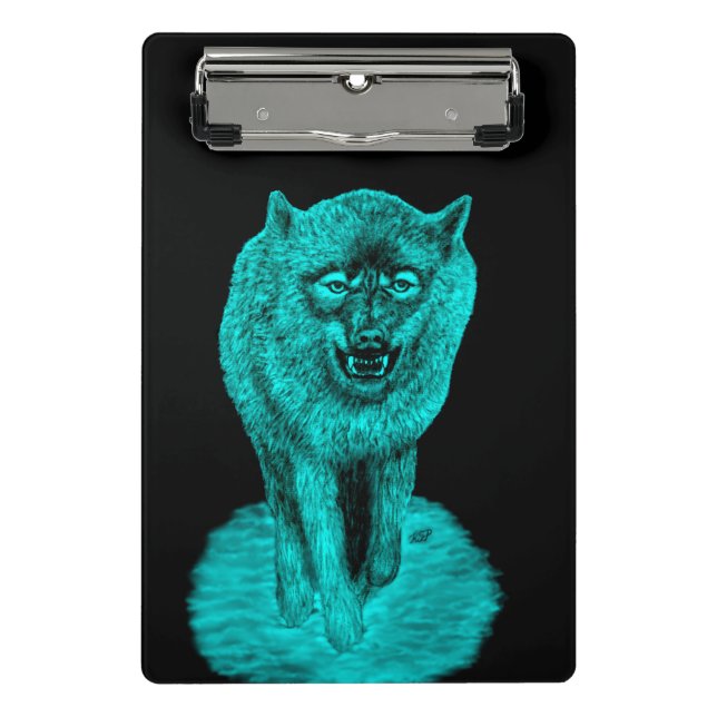 Angry Black Wolf in the Night Mini Clipboard (Front)