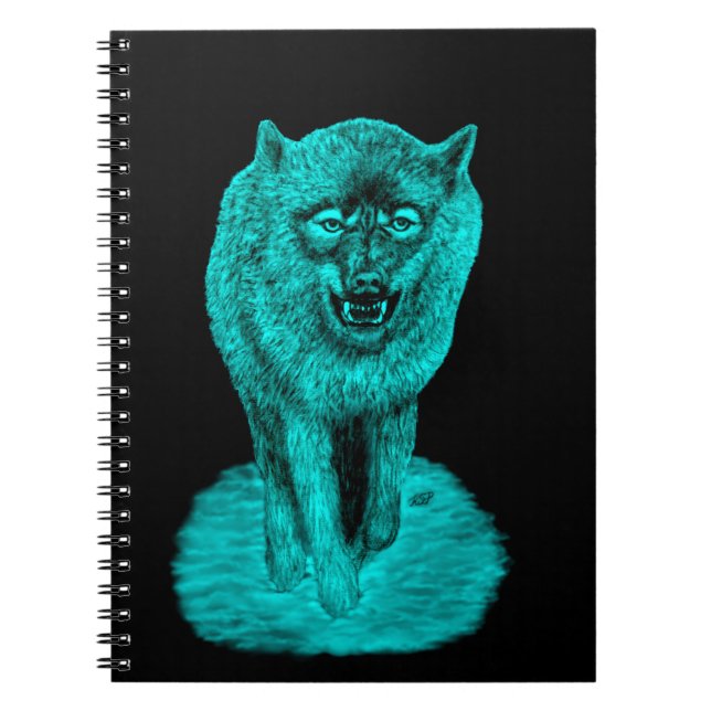 Angry Black Wolf in the Night Notebook (Front)