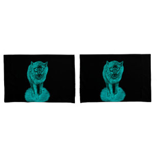 Angry Black Wolf in the Night Pillowcase